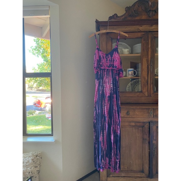 Japna Blue and Pink Tie Dye Maxi Dress - Picture 1 of 9